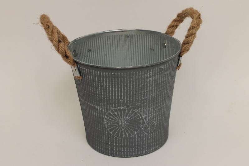 J Rnd zinc bucket matt grey H16 Ø18			