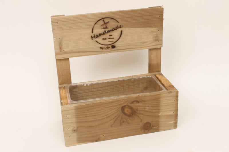 J Wooden planter "Handmade" Ø23*11.5 H9/24						