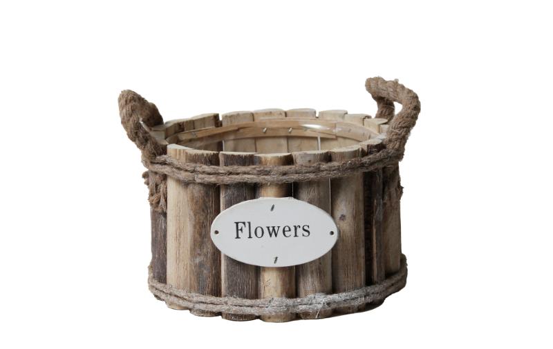 J Round wooden basket Ø20 H12			