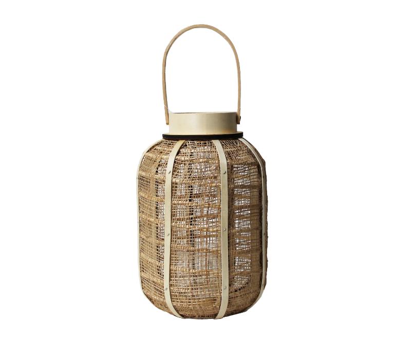 J Bamboo round lantern met glass Ø10			
