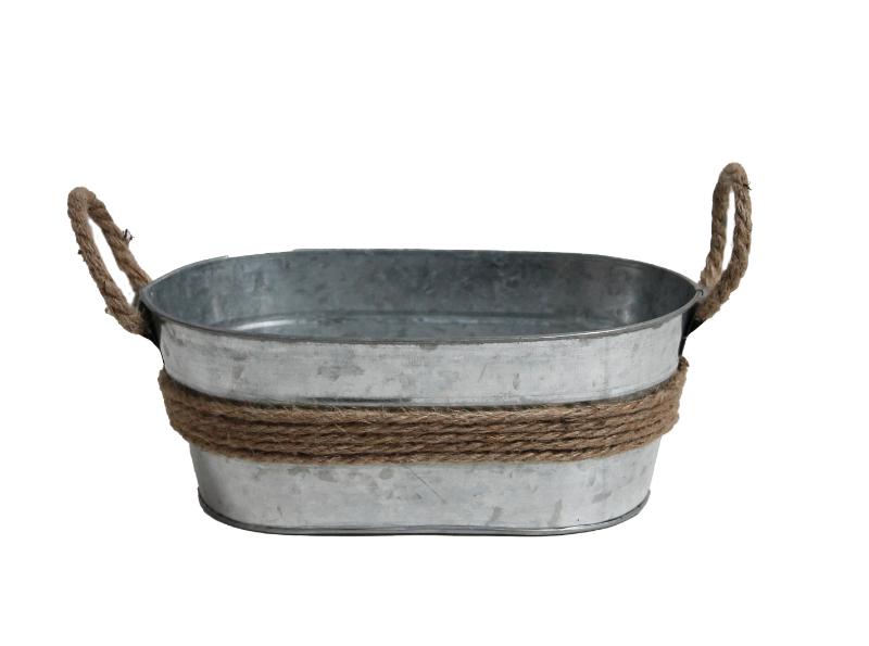 J Zinc with jute rope ears Ø26*15 H10/16			