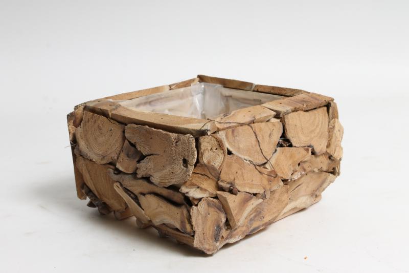 J Basket w wooden chips square Ø13,5*13,5			 			