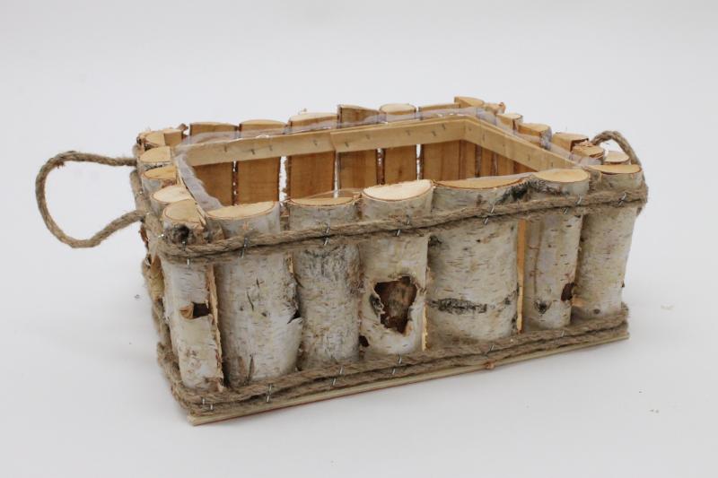 J Birch wooden basket rectangle Ø29*23 H12			