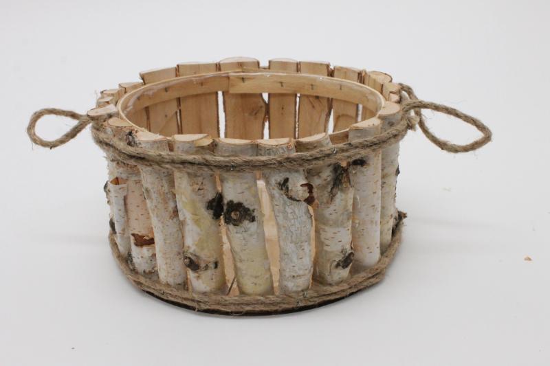 J Birch wooden basket round Ø23 H12			