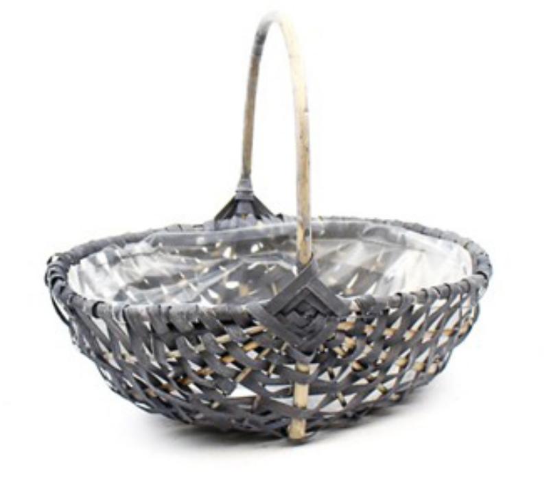 J Handlebasket willow L.grey oval 30x21H10			 			