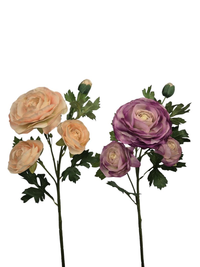 P Zijden Ranonculus, Ass 2, 60cm.
