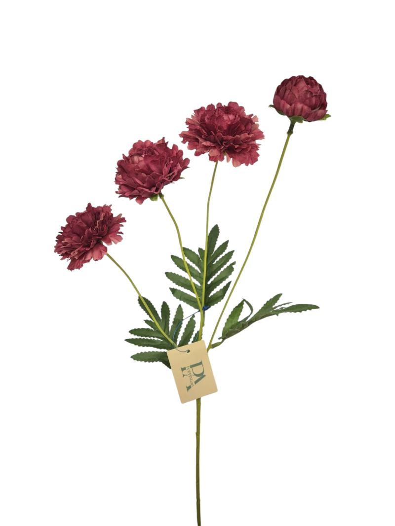 P Zijden Pom-pon Chysant, Fuchsia, 58cm