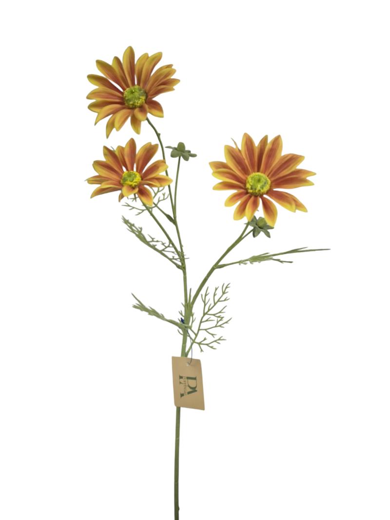 P Zijden Spaanse Margriet, Orange, Flocked, Heads, 2 buds, 61cm