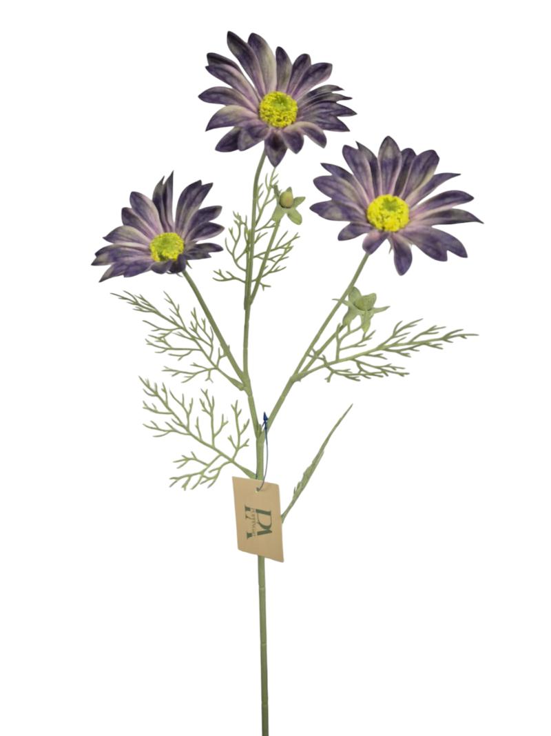 P Zijden Spaanse Magriet, Purple, Flocked, heads, 2 buds, 61cm