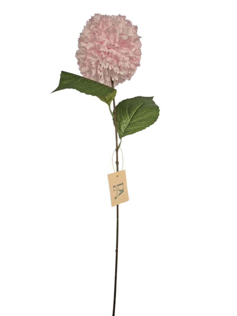 P Zijden Hydrangea ball with Coffee stem, Pink, 64cm.