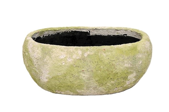 J Ceramic pot oval green Ø 22.5*15.5 H10