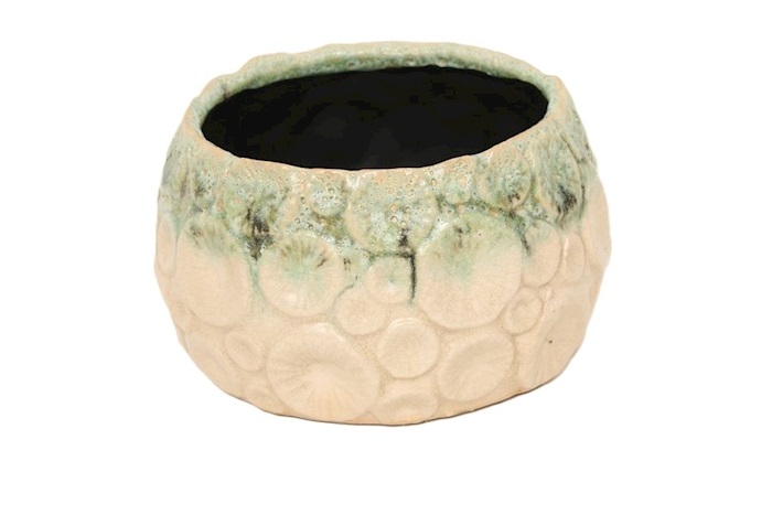 J Ceramic pot Maitake green/rosa Ø14h10