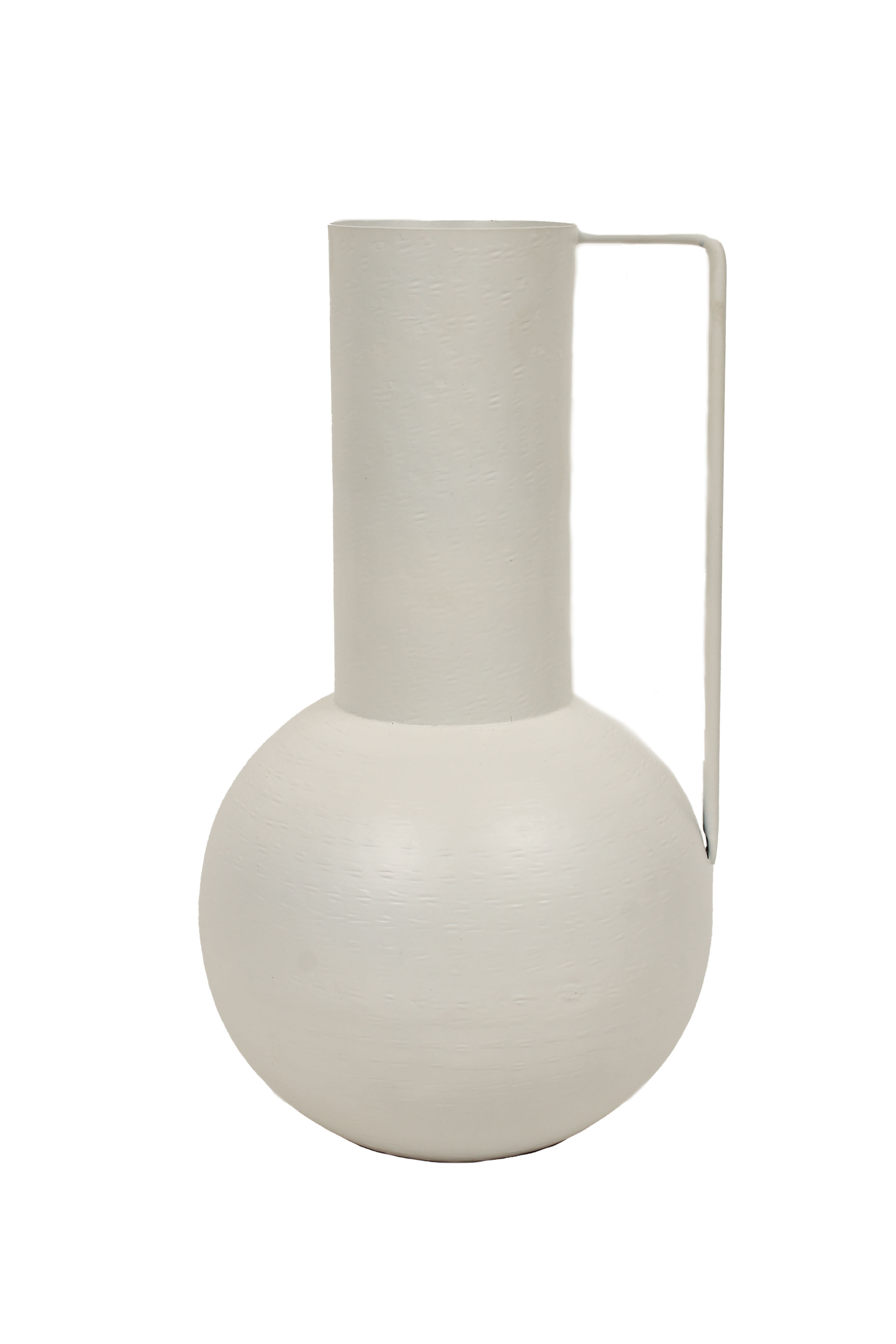 J iron grit hmd ball vase L white D20 H36			