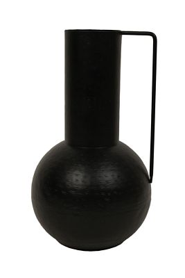 J iron grit ball jug vase L black D20h36			