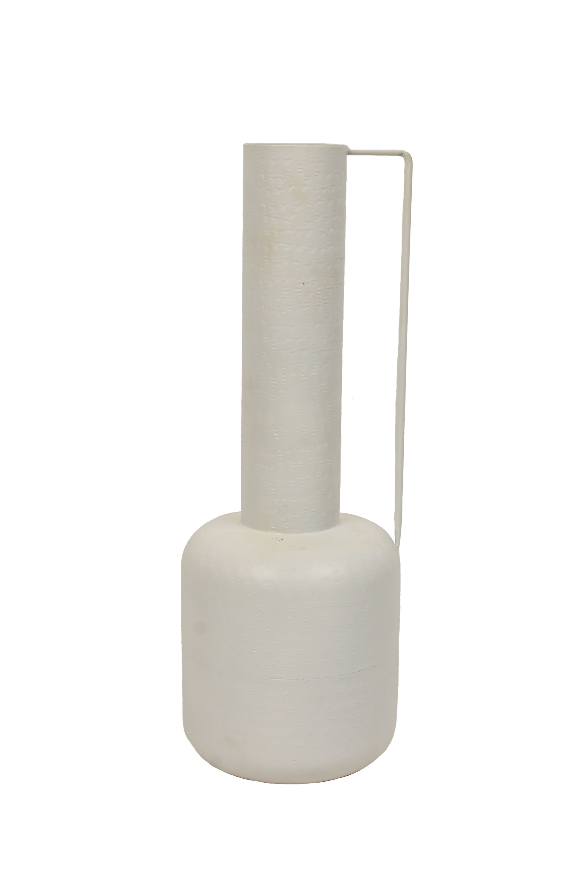 J iron grit hmd tall vase L white D13 h39			