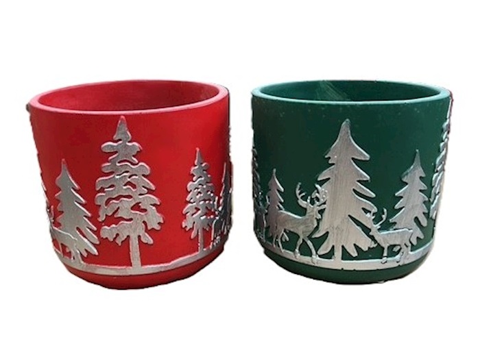 J Ceramic pot christmas red green Ø12 H12