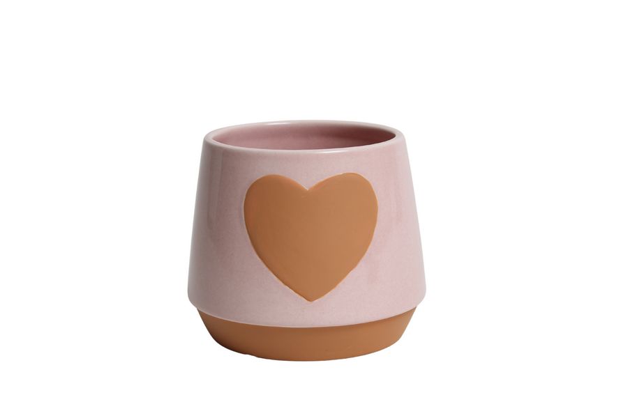 J Ceramic pot Hart pink ES10.5
