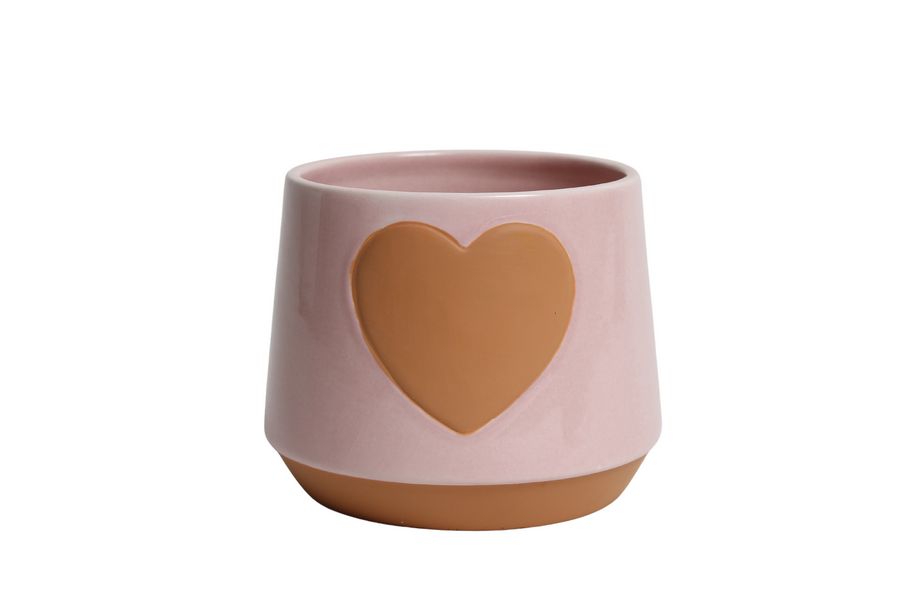 J Ceramic pot Hart pink ES12
