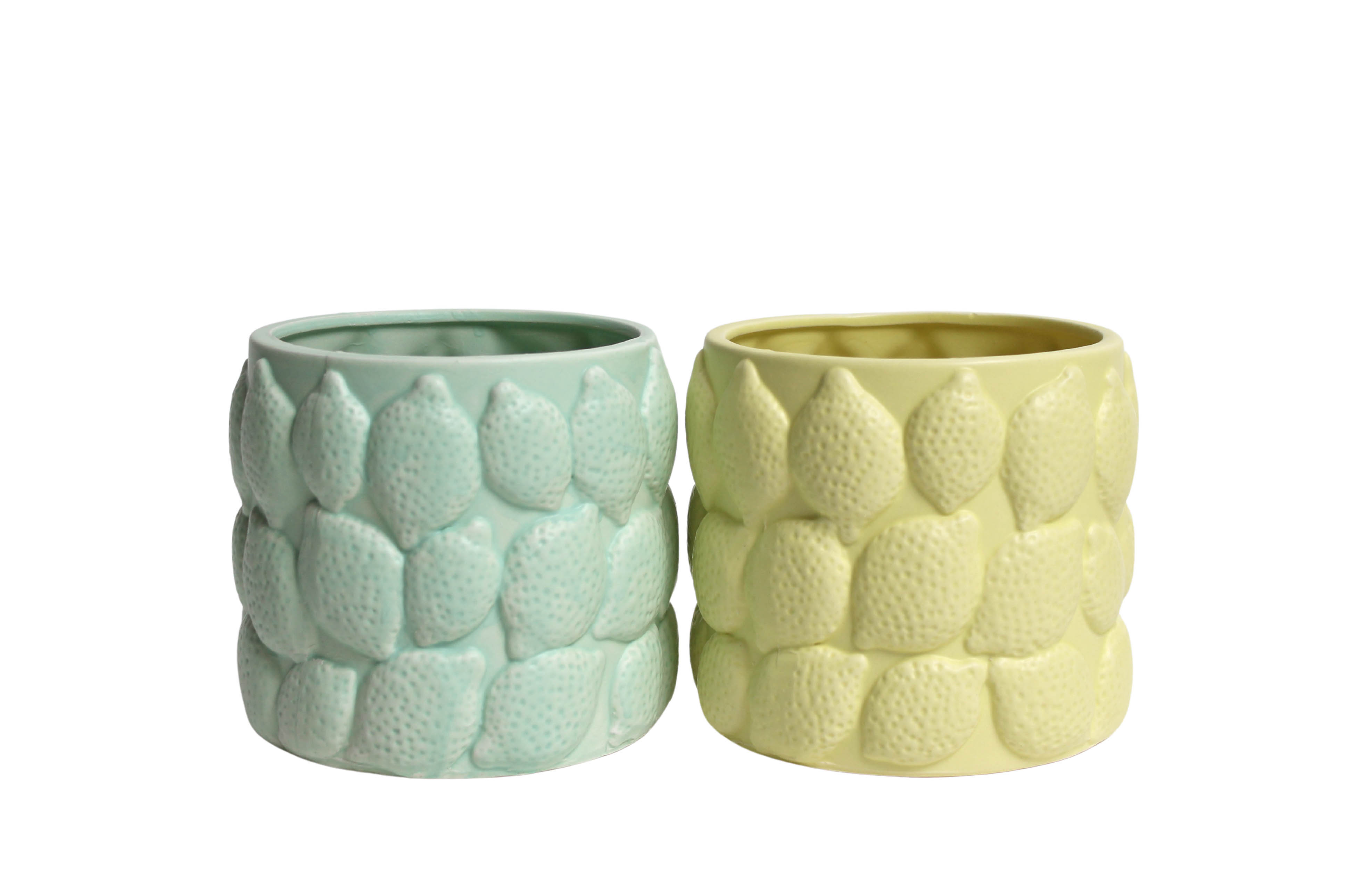 J Ceramic pot Lemon (2 ass) ye/gr ES12