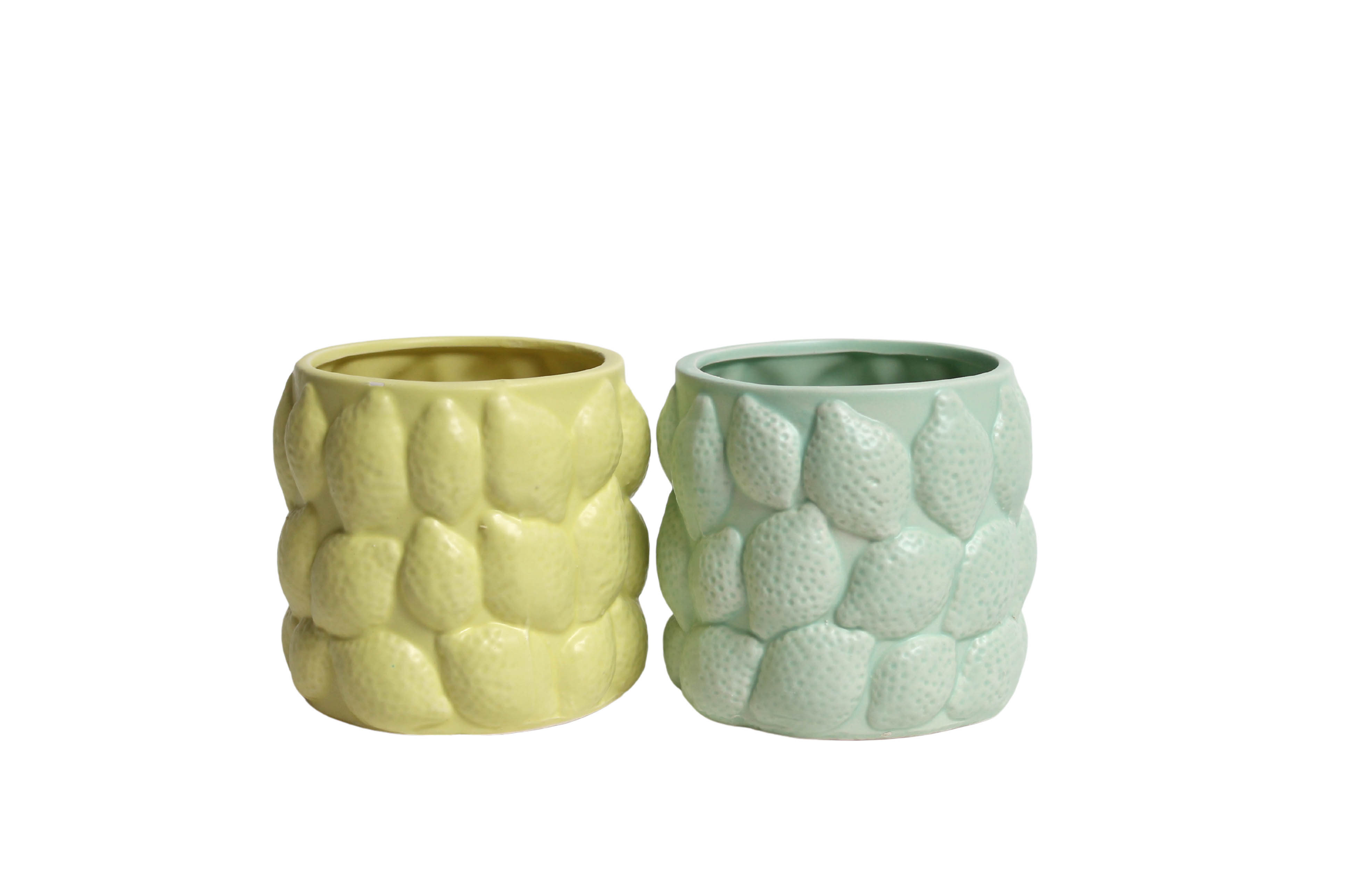J Ceramic pot Lemon (2 ass) ye/gr ES9