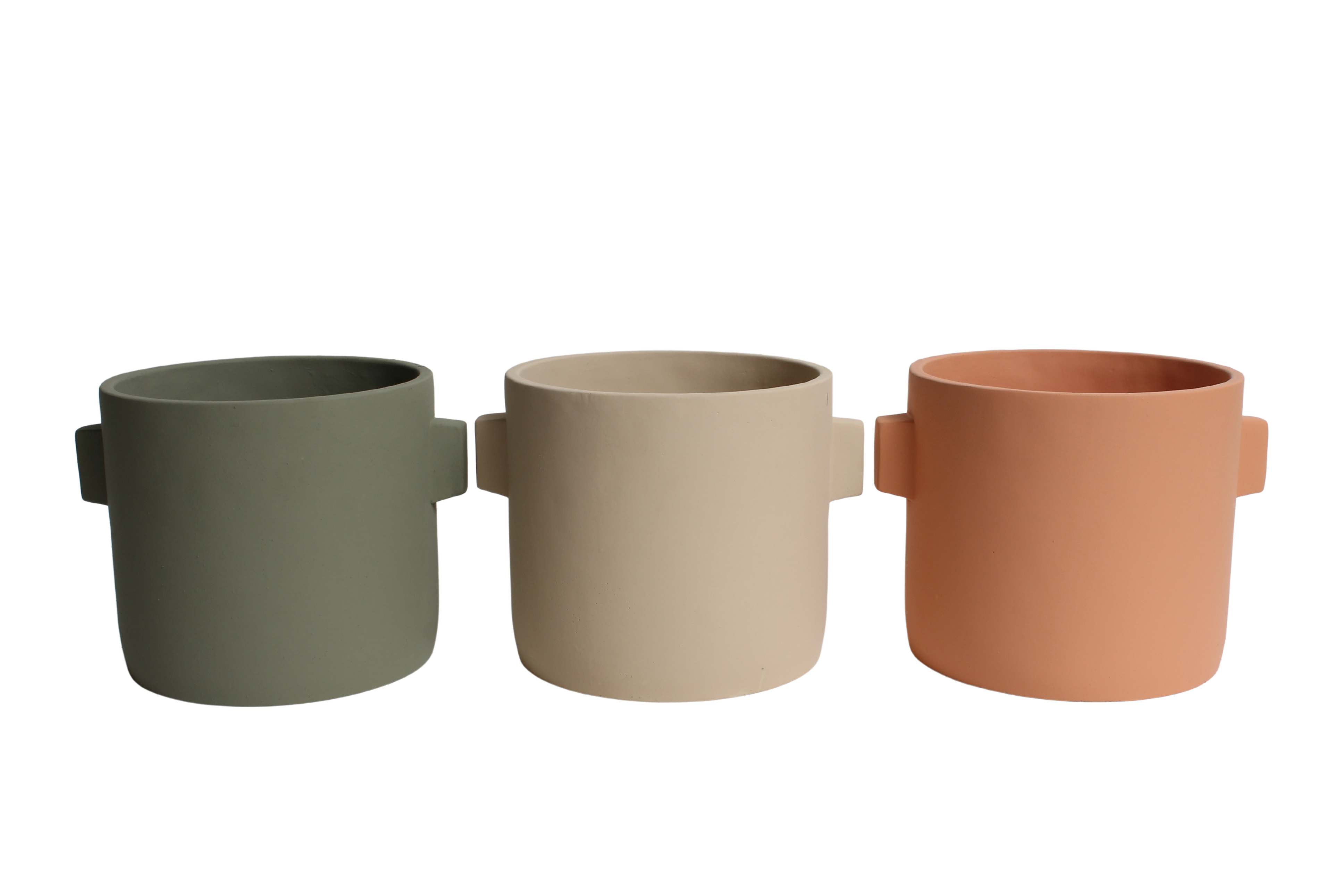 J Double ears cement pot 3 colors mix ES19