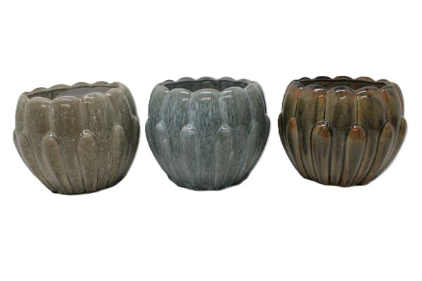 J Stoneware pot 3 colors mix Ø20.5 H16			