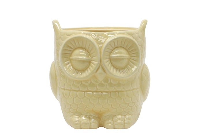 J Ceramic pot Owl grey Ø15,5 H15