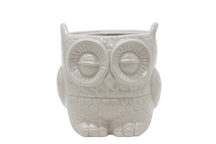 J Ceramic pot Owl grey Ø15,5 H15