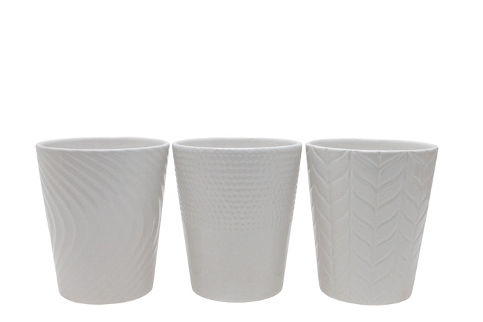 J Ceramic pots white 3 ass Ø13 H15