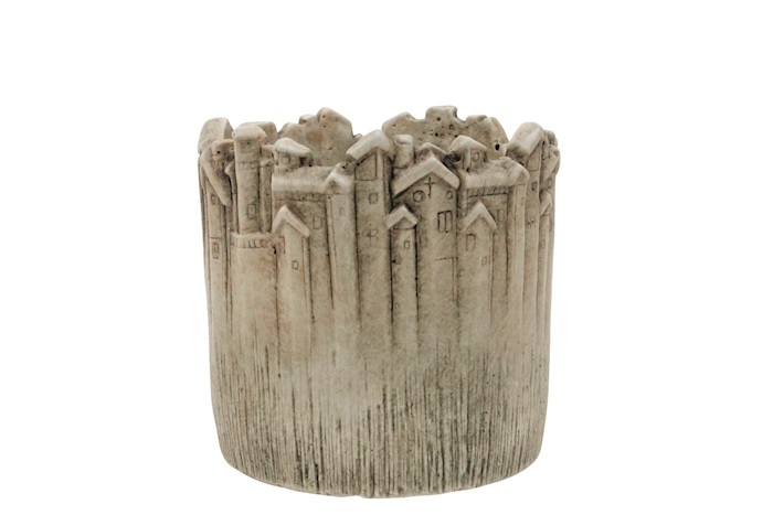 J Cement pot wood house H12 ES12