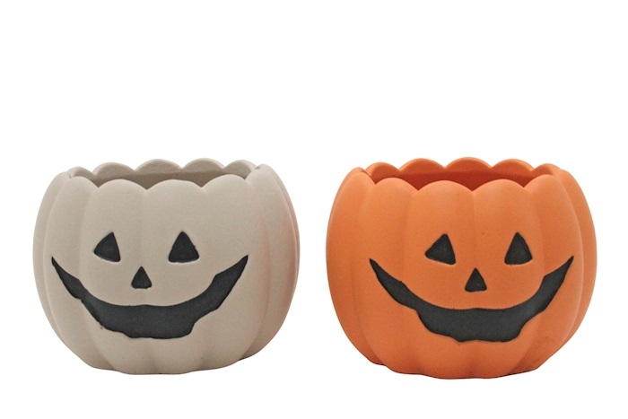 J Pot Smiley Pumpkin 2 col ass Ø13 H9,5