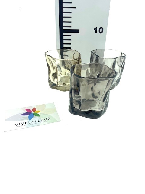 B Tealight glass mix grey ass.3 H8 / D8cm