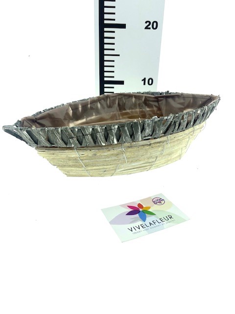 B Basket boat grey/white H10x38x14cm