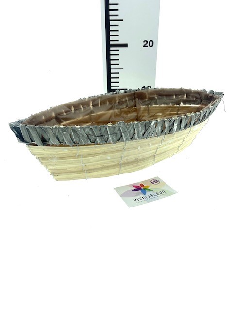 B Basket boat grey/white H11x46x17cm