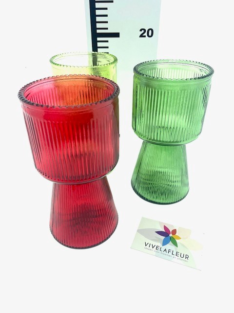 B Glasvaas 3 color ass. H19cm / D10cm