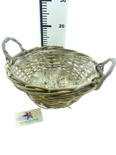 B Lea round low basket w/handle H13cm / D35cm