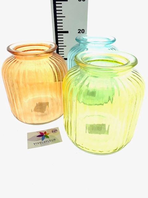B Unit rib vase 3 mix colors H21 / D17cm