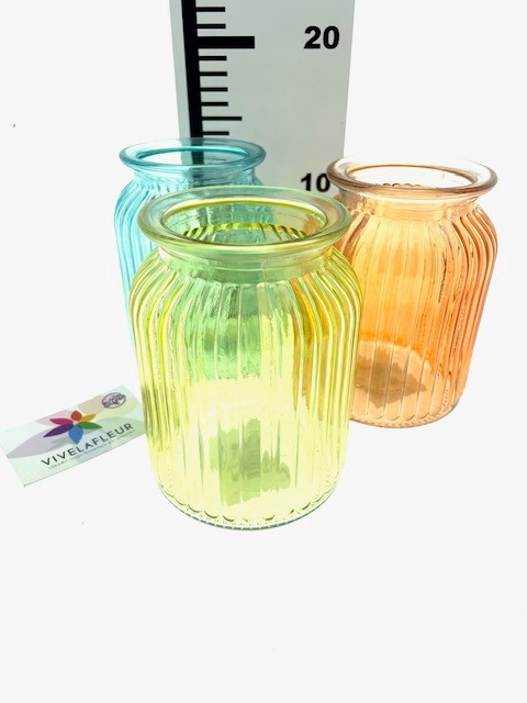 B Unit rib vase 3 mix colors H15 / D11cm