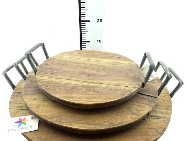Tray round Wood set van 3