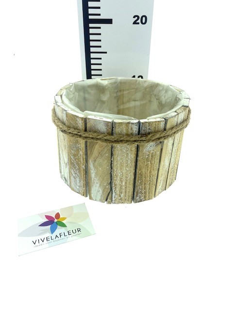 B Planter laths nat./w.wash oval h12 d19,5 cm