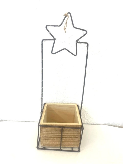 N Wood star in star + 10 Led H38 / B12