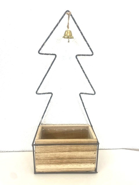 N wood tree with bell + 10 Led H38 / B15
