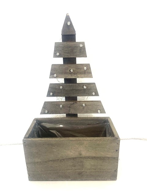 N wood christmastree 14 Led H32 / B18cm AA