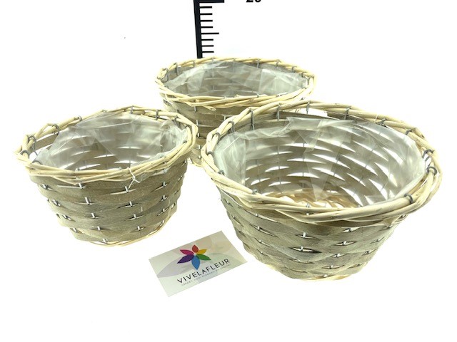 B Holzspankorb rund grau 3-Tlg h10d18/ h12d22/h13 d25