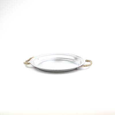 N Zinc plate round NATURAL with thick rope ears D29 H2,5cm