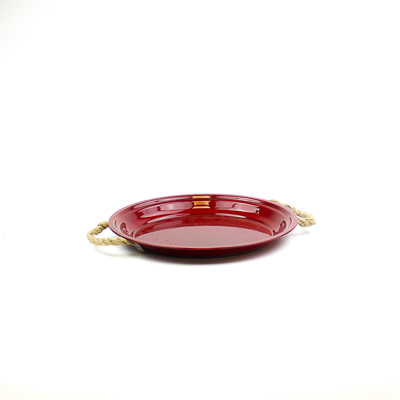 N Zinc plate round RED with thick rope ears D29 H2,5cm