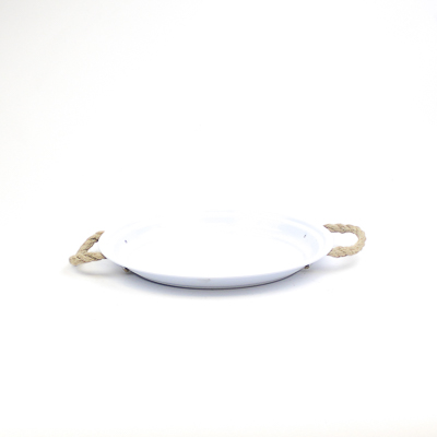 N Zinc plate round WHITE with thick rope ears D29 H2,5cm