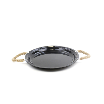 N Zinc plate round BLACK with thick rope ears D29 H2,5cm
