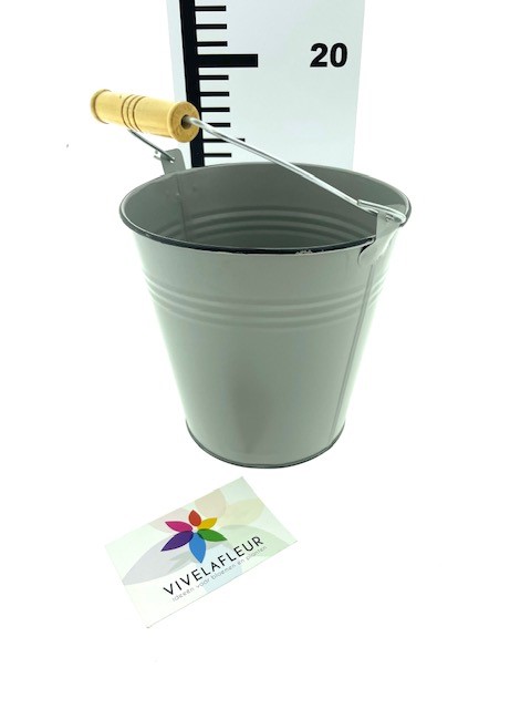 B Zink bucket grey w/black edge h15 cm dia 15 cm