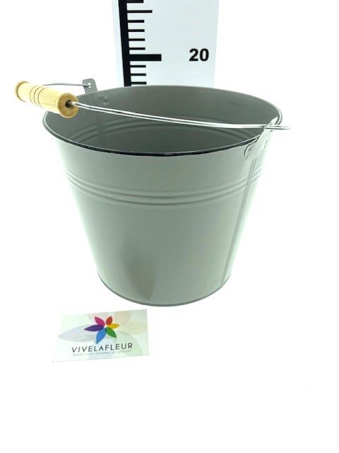 B Zink bucket grey w/black edge h18 cm dia 22 cm